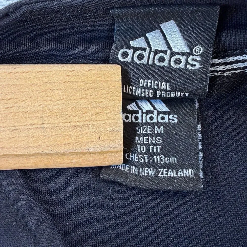 Adidas New Zealand All Blacks Rugby Shirt Mens M Black Made in New Zealand